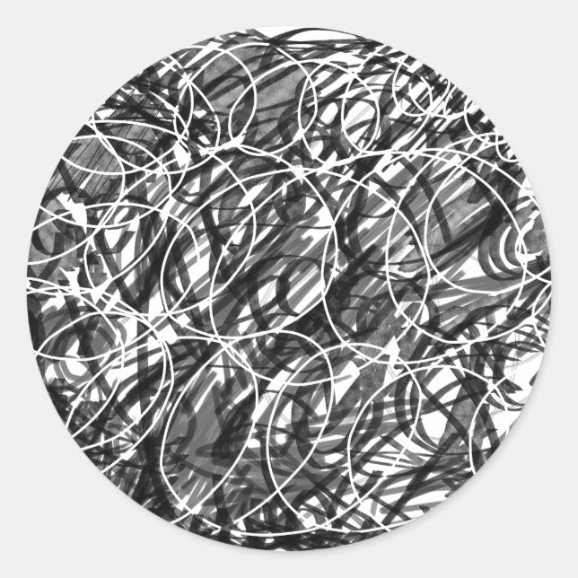 Rush of Time Abstract Doodle Classic Round Sticker (Front)