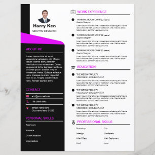 Rush Sorority Modern Resume Template Customisable 