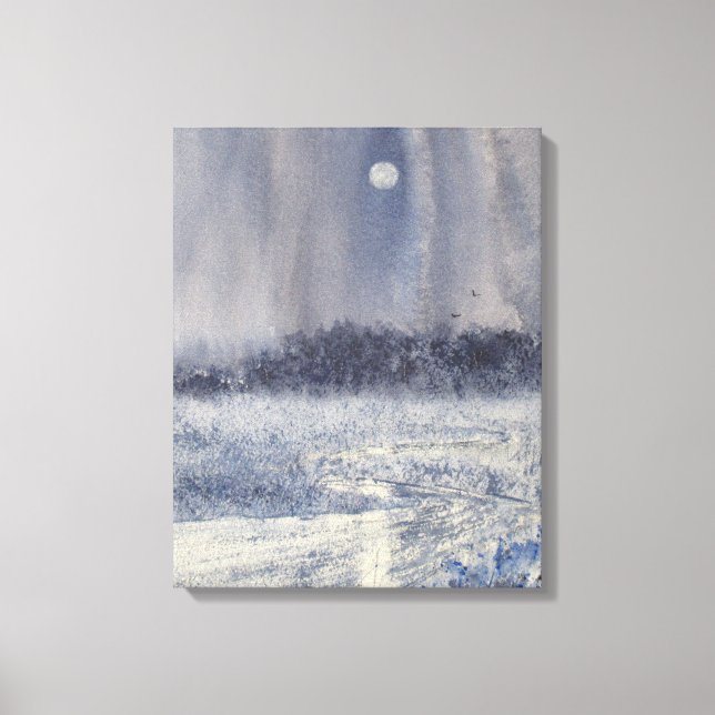 Rushing Creek Under Moon Watercolor Print (Front)