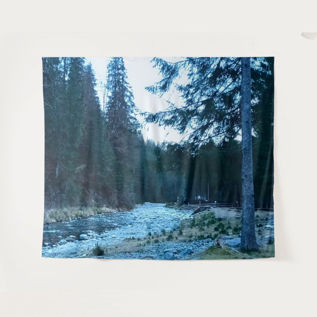 Rushing Mountain Stream – Wild Nature Romania Tapestry (Front (Horizontal))