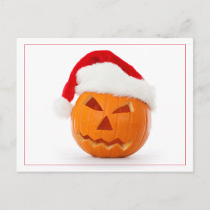 Rushing the Holiday (Santa Pumpkin} Postcard