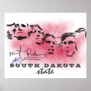 Rushmore National Memorial Drawing South Dacota Poster