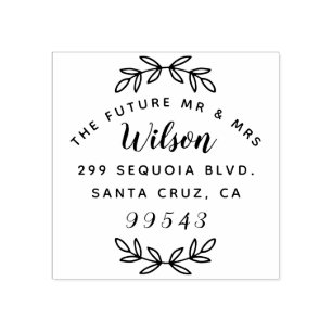 Rusic Script The Future Mr & Mrs Return Address Rubber Stamp