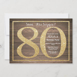 Rusic Surprise 80th Birthday Invitation Gold