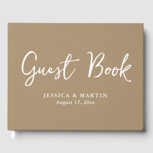 Rusitc Kraft Paper Wedding Guest Book (Front)
