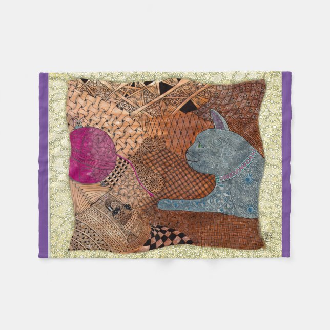 Russain Blue Cat Tangled Blanket (Front (Horizontal))
