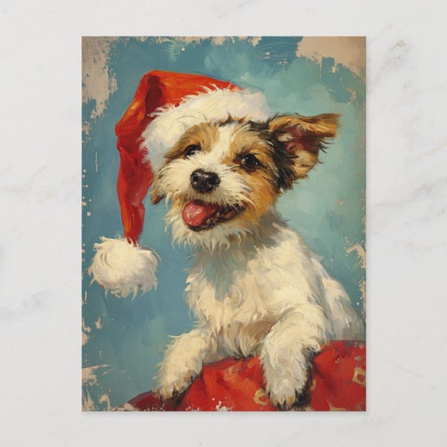 Russel Terrier Christmas  Postcard (Front)
