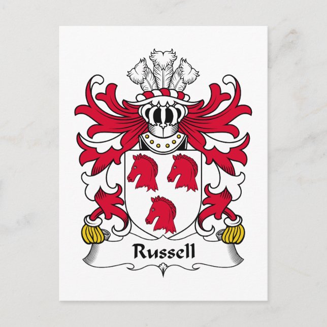 Russell Family Crest Postcard (Front)