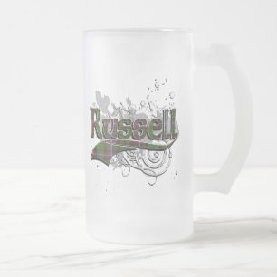 Russell Tartan Grunge Frosted Glass Beer Mug