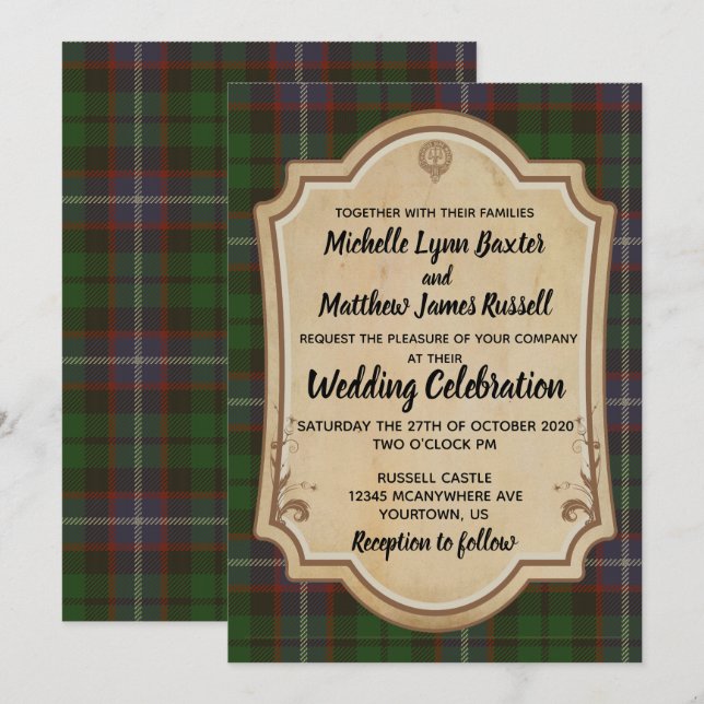 Russell Tartan Wedding Invitation (Front/Back)