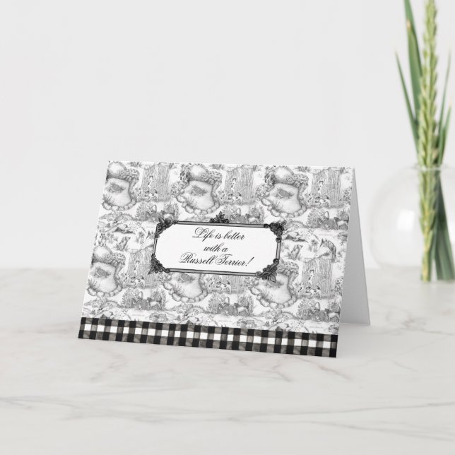 RUSSELL Terrier Black Toile Thank You Card (Front)