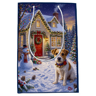 Russell terrier holiday medium gift bag