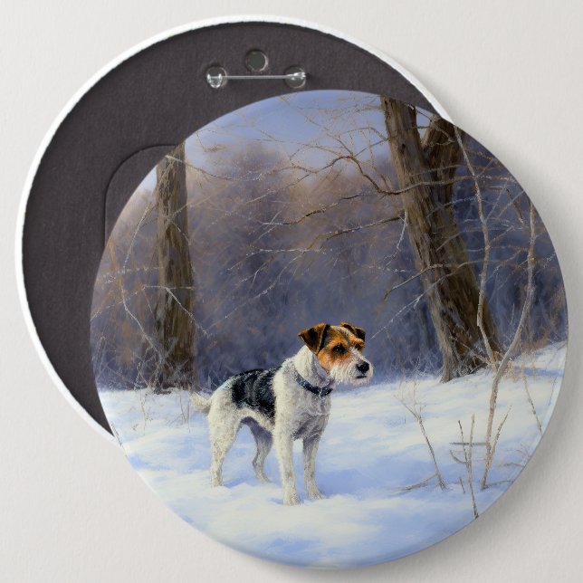 Russell Terrier Let It Snow Christmas 6 Cm Round Badge (Front & Back)