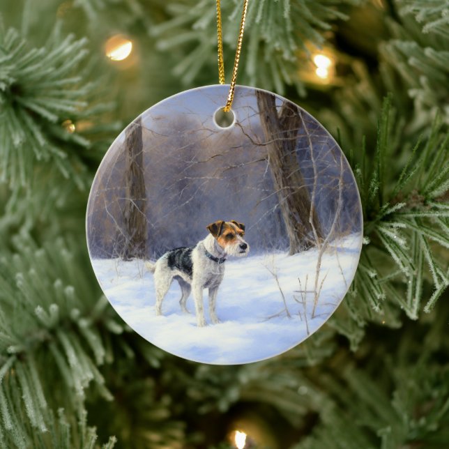 Russell Terrier Let It Snow Christmas Ceramic Tree Decoration (Tree)