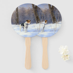 Russell Terrier Let It Snow Christmas Hand Fan