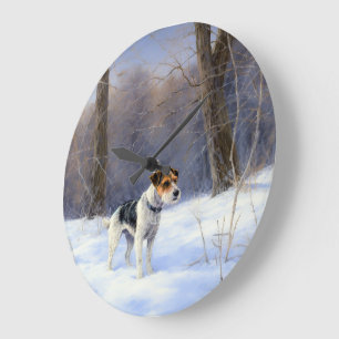Russell Terrier Let It Snow Christmas Large Clock