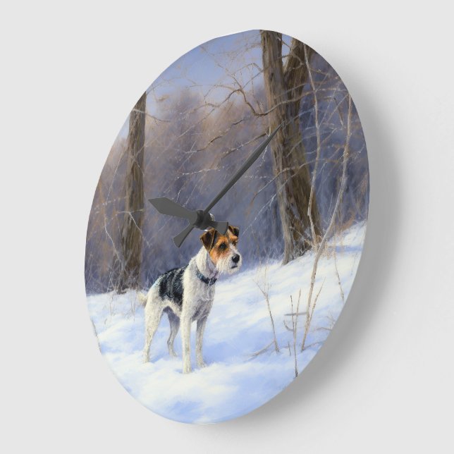 Russell Terrier Let It Snow Christmas Large Clock (Angle)