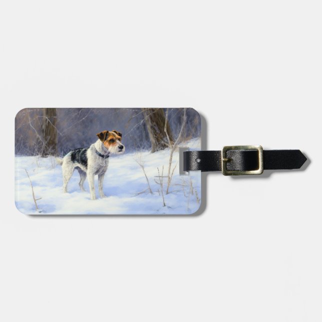 Russell Terrier Let It Snow Christmas Luggage Tag (Front Horizontal)