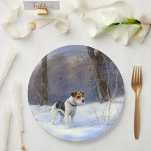 Russell Terrier Let It Snow Christmas Paper Plate