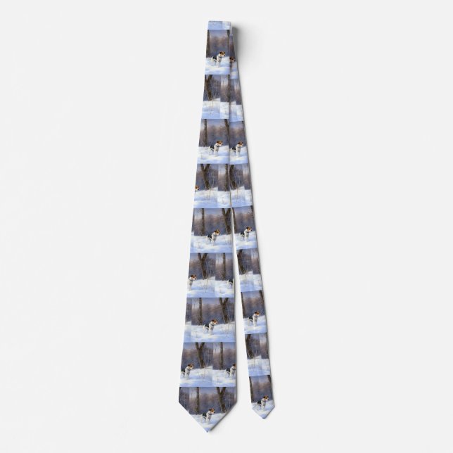 Russell Terrier Let It Snow Christmas Tie (Front)