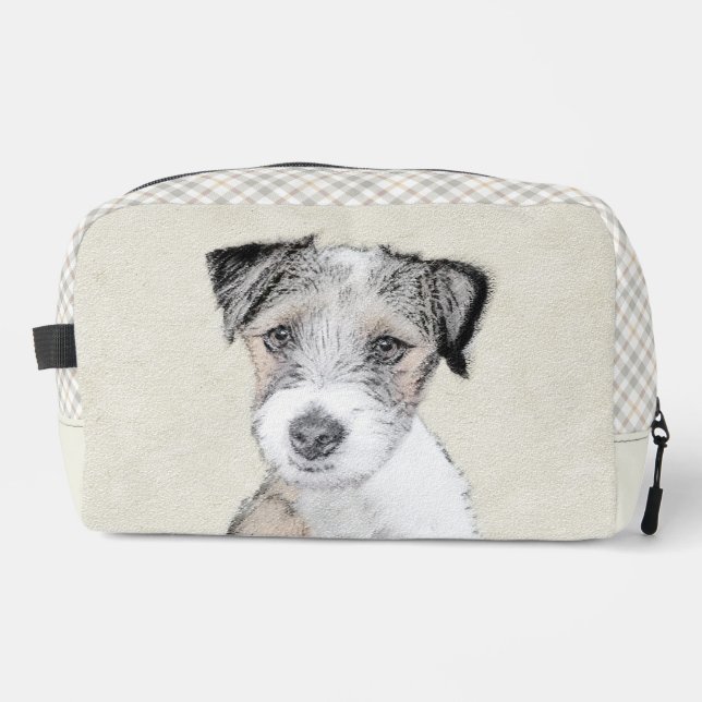 Russell Terrier Painting Rough Original Dog Art Dopp Kit (Front)