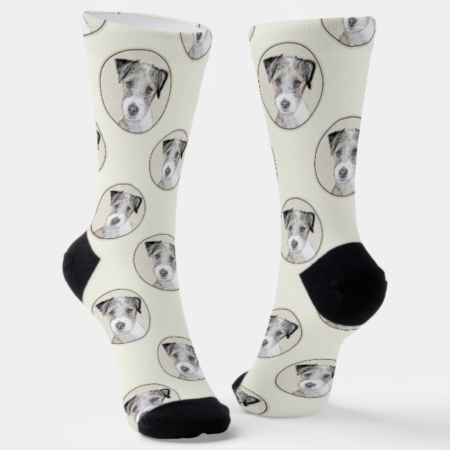 Russell Terrier Painting Rough Original Dog Art Socks (Angled)