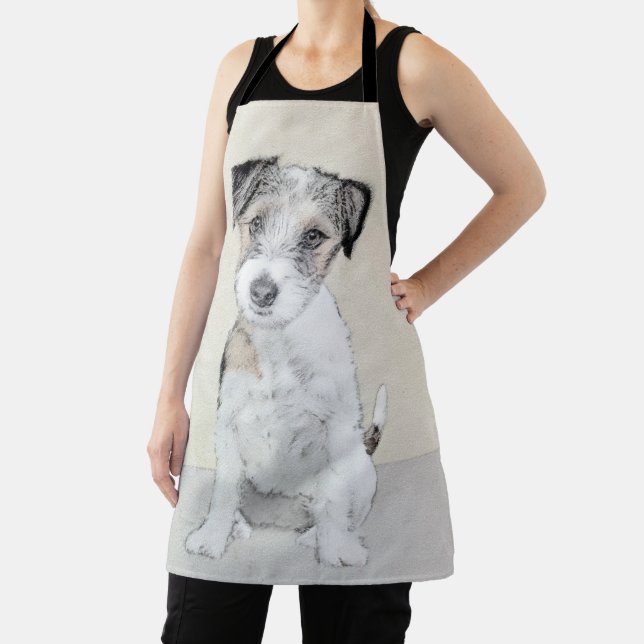 Russell Terrier Rough Painting - Original Dog Art Apron (Insitu)