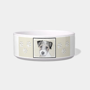 Russell Terrier Rough Painting - Original Dog Art Bowl