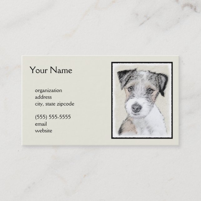Russell Terrier Rough Painting - Original Dog Art Business Card (Front)