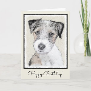 Russell Terrier Rough Painting - Original Dog Art Card