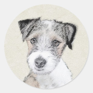 Russell Terrier Rough Painting - Original Dog Art Classic Round Sticker
