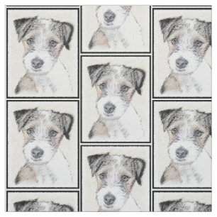 Russell Terrier Rough Painting - Original Dog Art Fabric