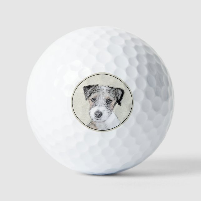 Russell Terrier Rough Painting - Original Dog Art Golf Balls (Front)
