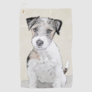 Russell Terrier Rough Painting - Original Dog Art Golf Towel