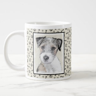 Russell Terrier Rough Painting - Original Dog Art Large Coffee Mug