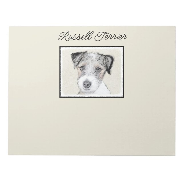 Russell Terrier Rough Painting - Original Dog Art  Notepad (Front)