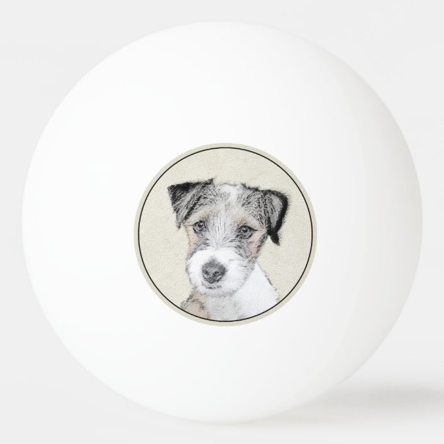 Russell Terrier Rough Painting - Original Dog Art Ping Pong Ball (Front)