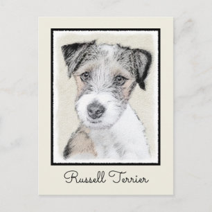 Russell Terrier Rough Painting - Original Dog Art Postcard