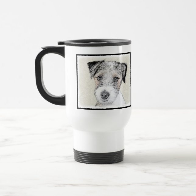 Russell Terrier Rough Painting - Original Dog Art Travel Mug (Left)