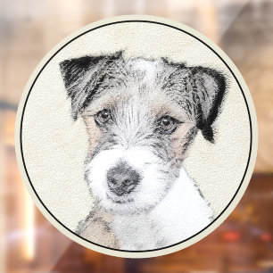 Russell Terrier Rough Painting - Original Dog Art Window Cling