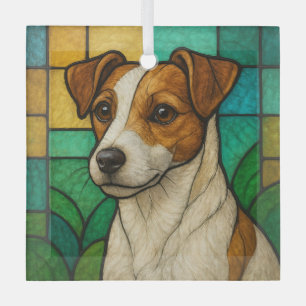 Russell Terrier "Stained Glass"  Glass Tree Decoration
