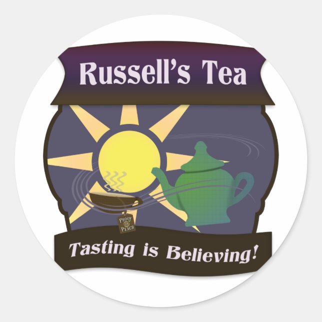 Russell's Tea Classic Round Sticker (Front)
