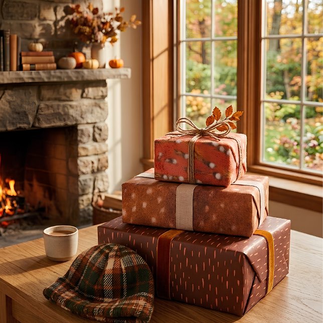 Russet Dappled Fawn Print Set of 3 Wrapping Paper Sheet (Creator Uploaded)