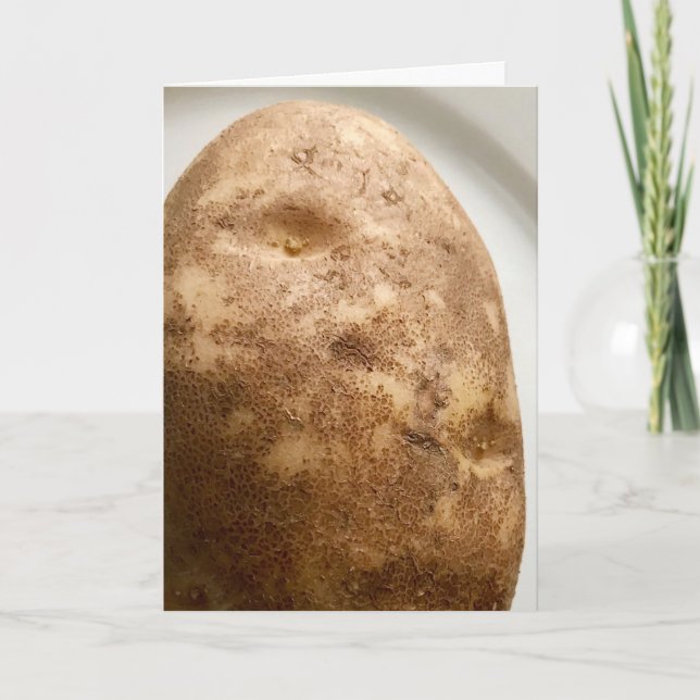 Russet Potato on White Plate Photo Greeting Card (Front)