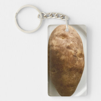 Russet Potato on White Plate Photograph Key Ring