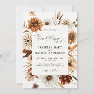 Russet Terracotta Fall All In One QR Code Wedding Invitation