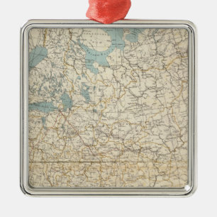 Russia and Poland Atlas Map Metal Tree Decoration