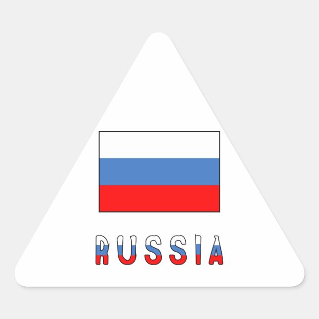 Russia and Russian Flag Triangle Sticker (Front)