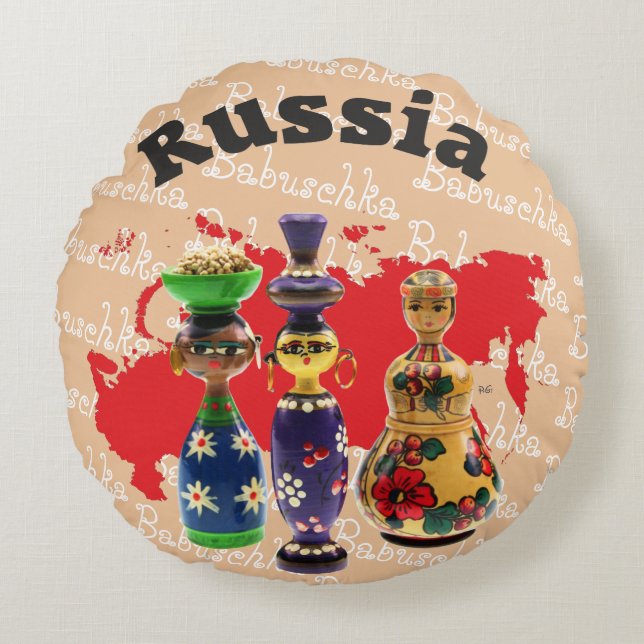 Russia - Babuschka - Matrjoschka Kissen Round Cushion (Front)