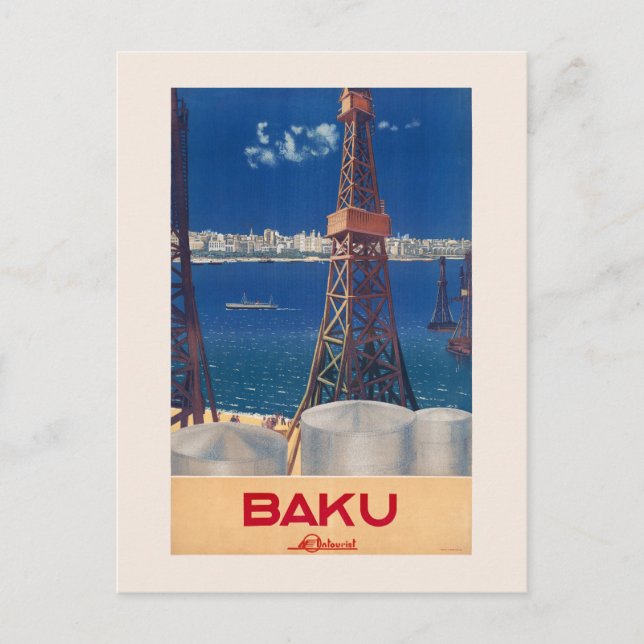 Russia Baku USSR Vintage Poster 1936 Postcard (Front)